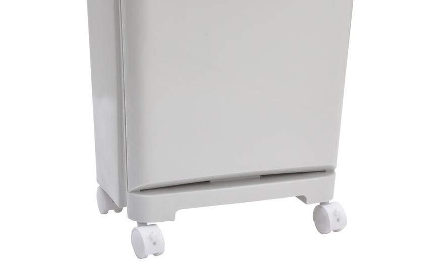 Image 10: Double-Layer Trash Can with Three Compartments and Wheels