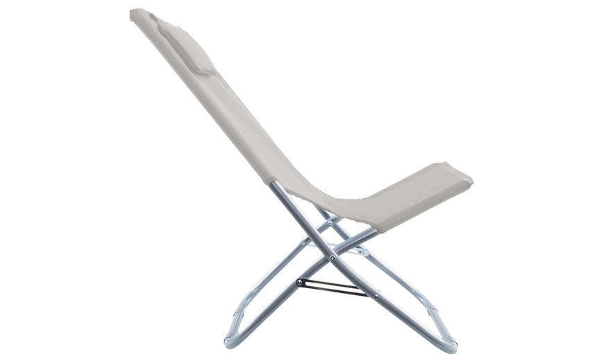 Image 4: Silla plegable con asiento de tela Oxford en color beige