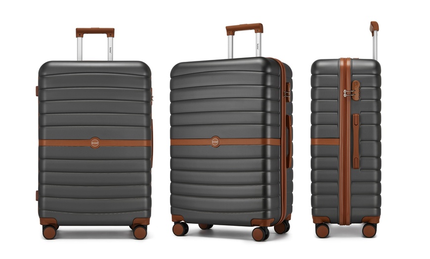 Image 30: KONO Stylish Stripe Design Suitcase with Spinner Wheels