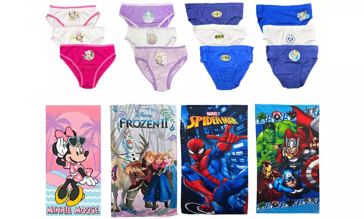 6 slip bambino o bambina con disegni Disney, disponibili in 3 taglie e varie fantasie - Primary Image