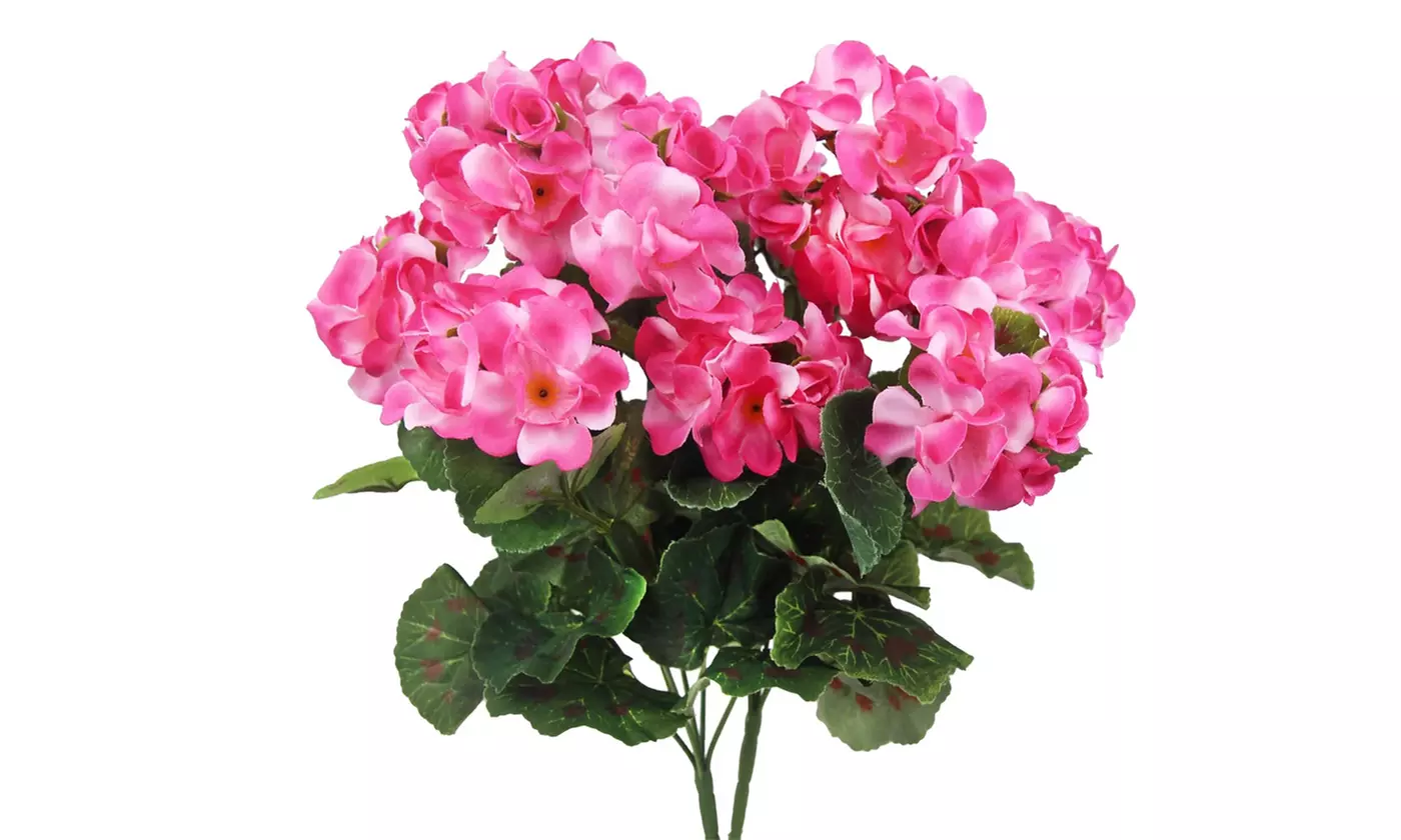 2 Pcs Artificial Geraniums Silk Flowers Faux Flowers Outdoor Plant Bush