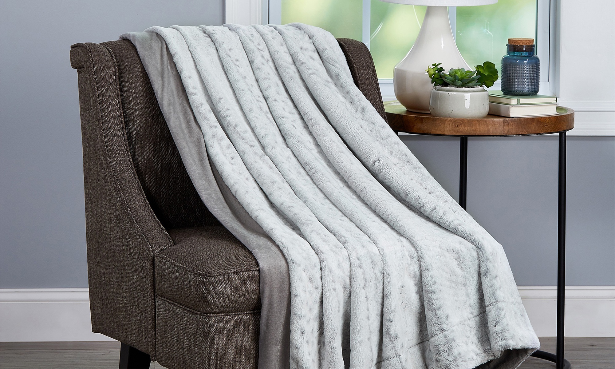 Oversized Faux Rabbit Fur Throw Blanket. Multiple Colors Available.