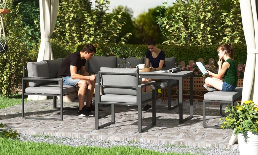 Image 5: Outsunny Six-Piece L-Shaped Garden Furniture Set