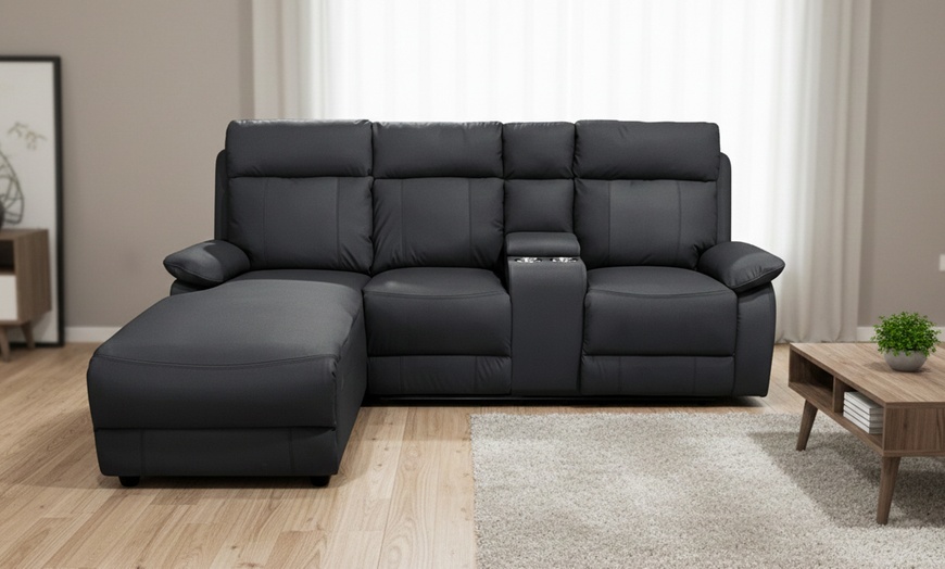 Image 1: DS Living Sorento 3 Seater Leather Corner Reclining Sofa