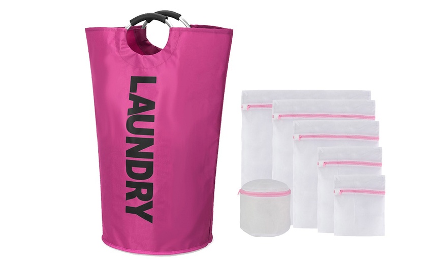 Image 19: 90L Large Laundry Basket Mesh Laundry Wash Bags for Socks Underwear Hosiery Bras