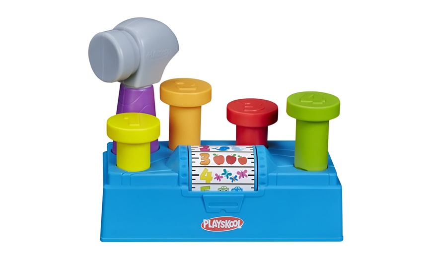 Image 2: Playskool Tap 'n Spin Tool Bench Activity Toy Toolbox with Hammer