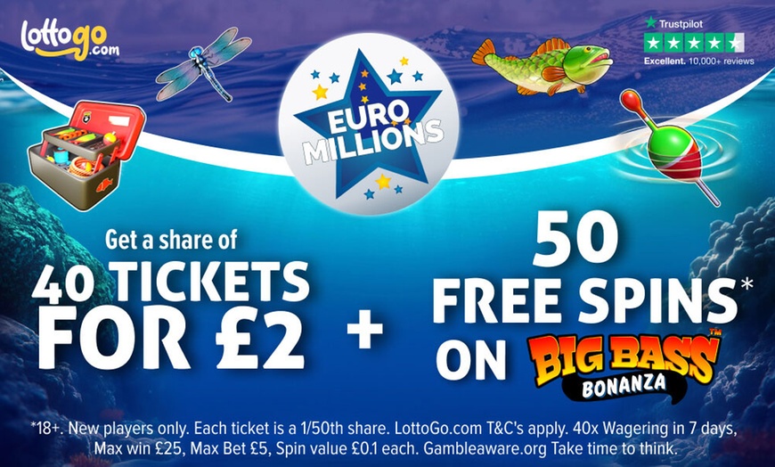 Image 1: Get a Share of 40 EuroMillions Tickets for £2* + 50 Free Bonanza Spins