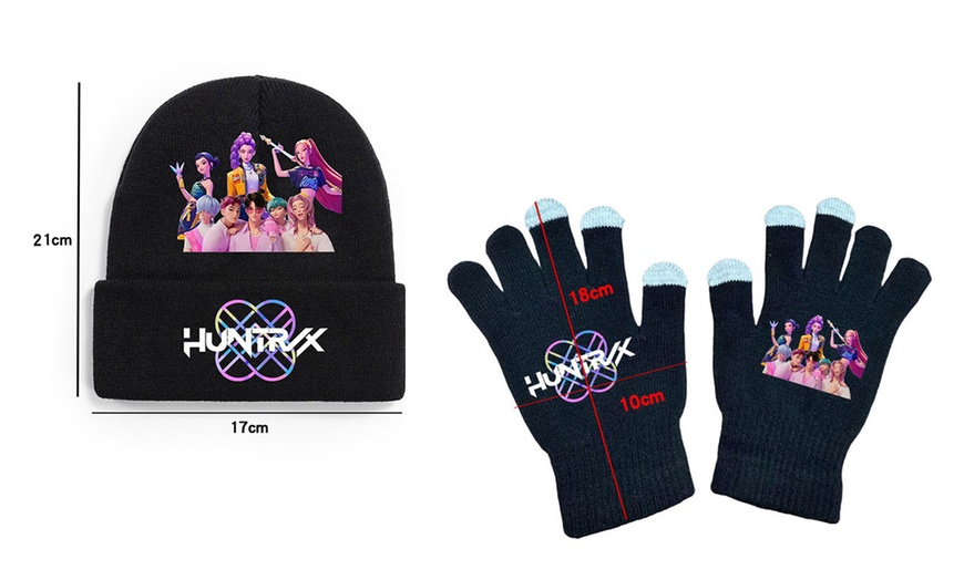 Image 4: Ensemble bonnet et gants en maille groupe K-pop "Demons Hunters"