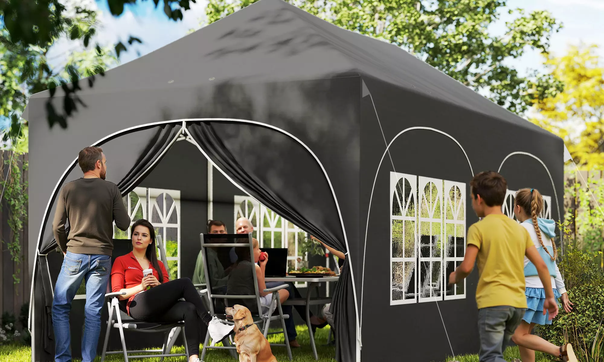 Outsunny 3m x 6m Pop Up Gazebo with Sides