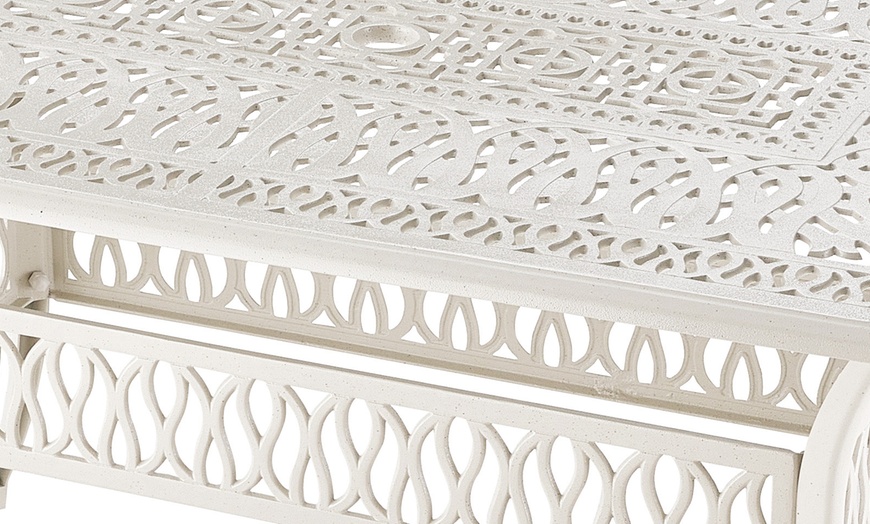 Image 36: Garden Outdoor Cast Aluminum Vintage Bistro Table 