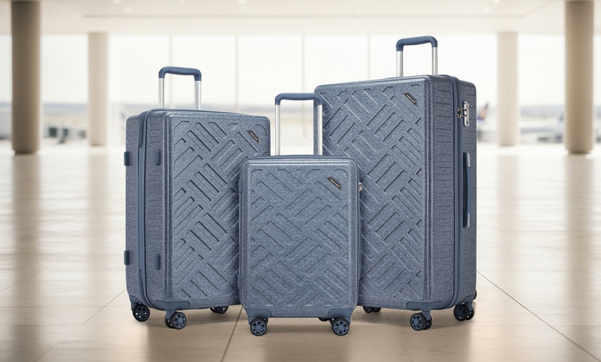 Image 1: KONO Hardshell Luggage in Denim Blue with TSA Lock and Spinner Wheels