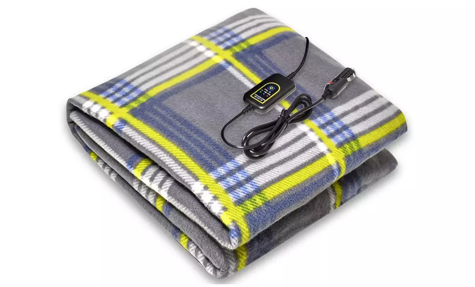 12V Heated Fleece Car Blanket With Controller For Timer and Heat Levels