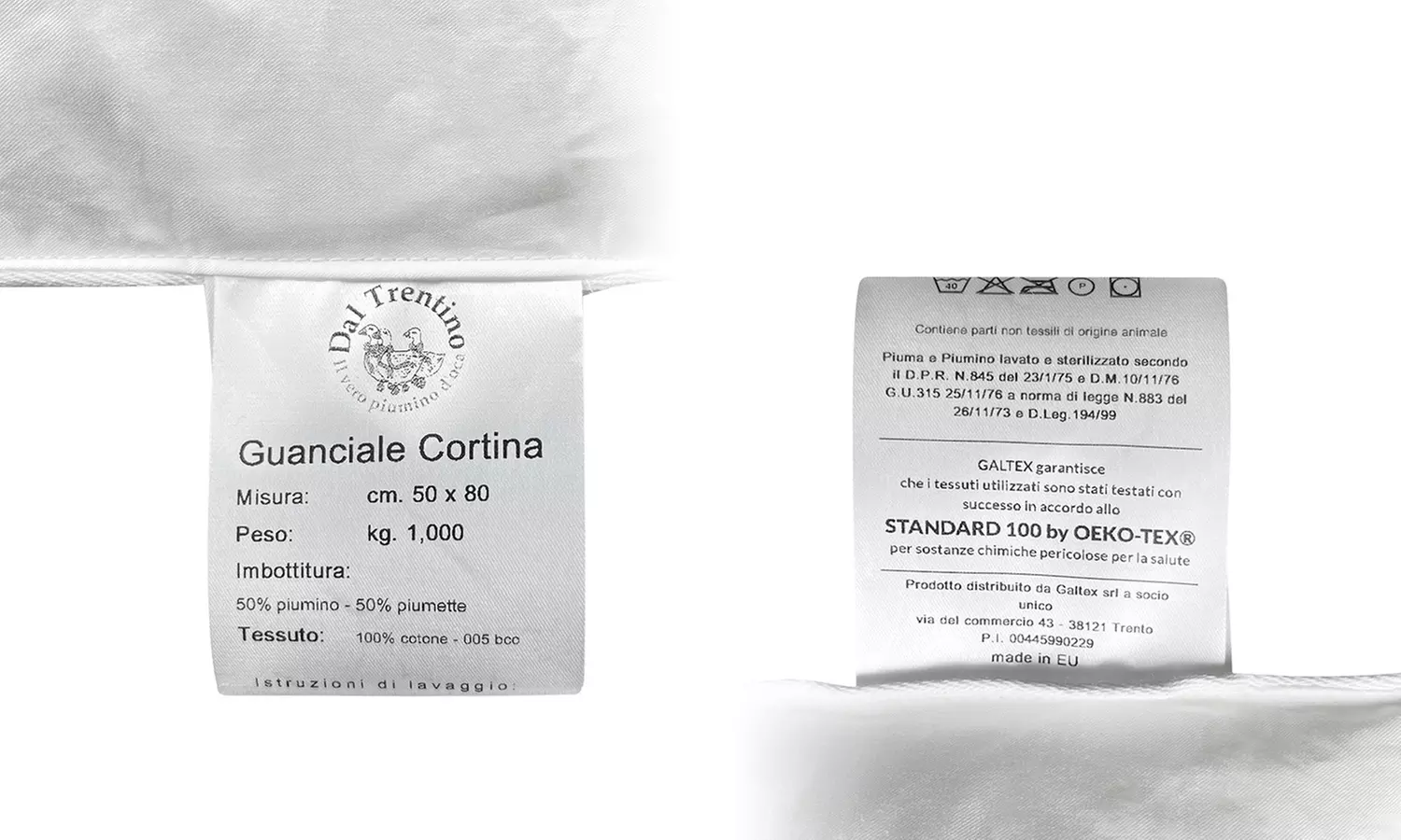 Guanciale in vera piuma d'oca Dal Trentino