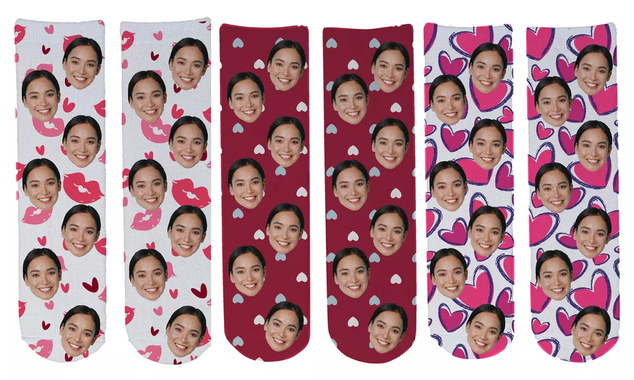 Get fun with Love Theme Novelty Face Socks  for One or Two