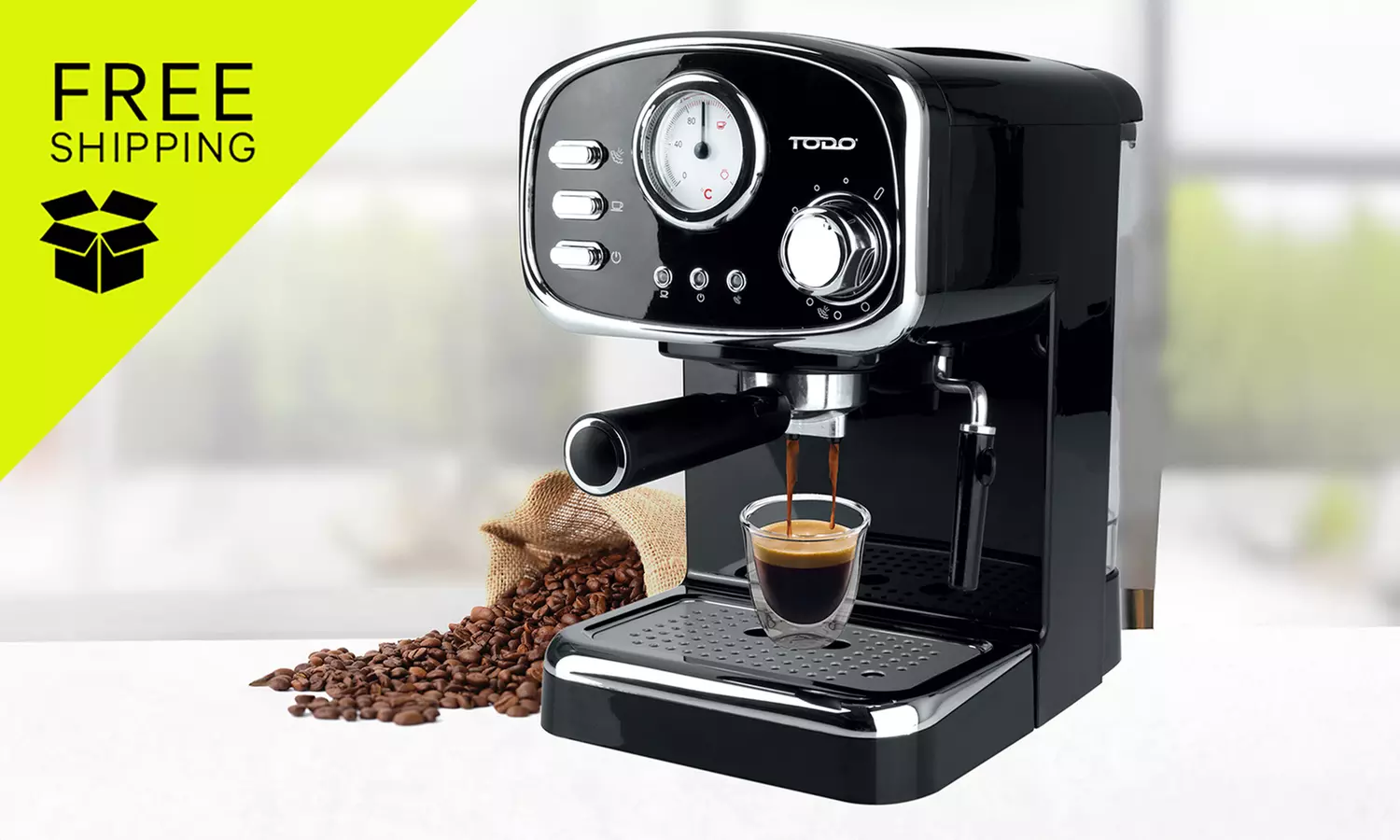 TODO Espresso Coffee Machine Maker Automatic 15 Bar Pump 1.25L