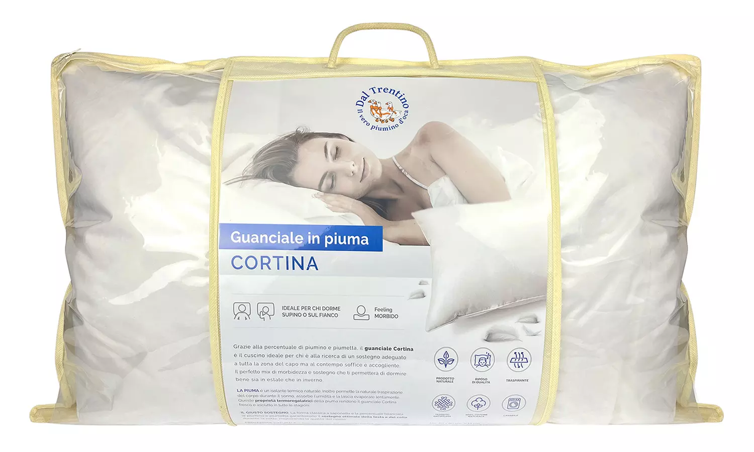 Guanciale in vera piuma d'oca Dal Trentino