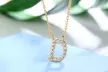 18K Gold Plated cz Initial Necklace - Second Medium