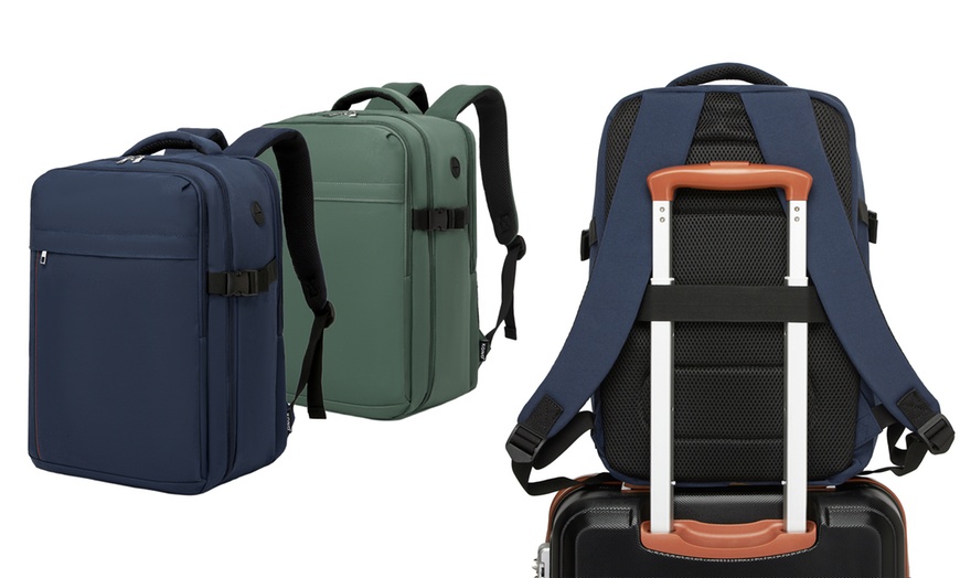 Image 2: Kono 20L Cabin Backpack with Red Trim for 15.6” Laptop Travel Daypack