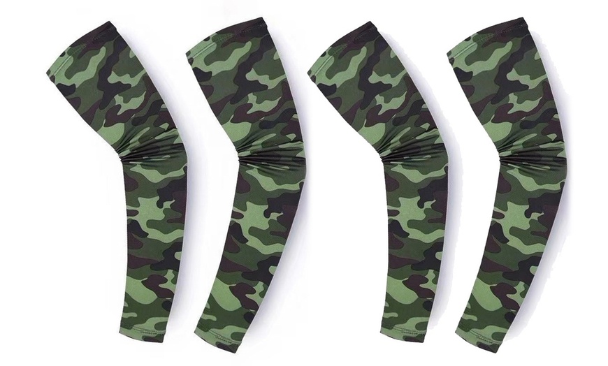 Image 11: 2 Pairs Quick Dry Arm Sleeves Cover Cycling Running Arm Cooling UV Protection