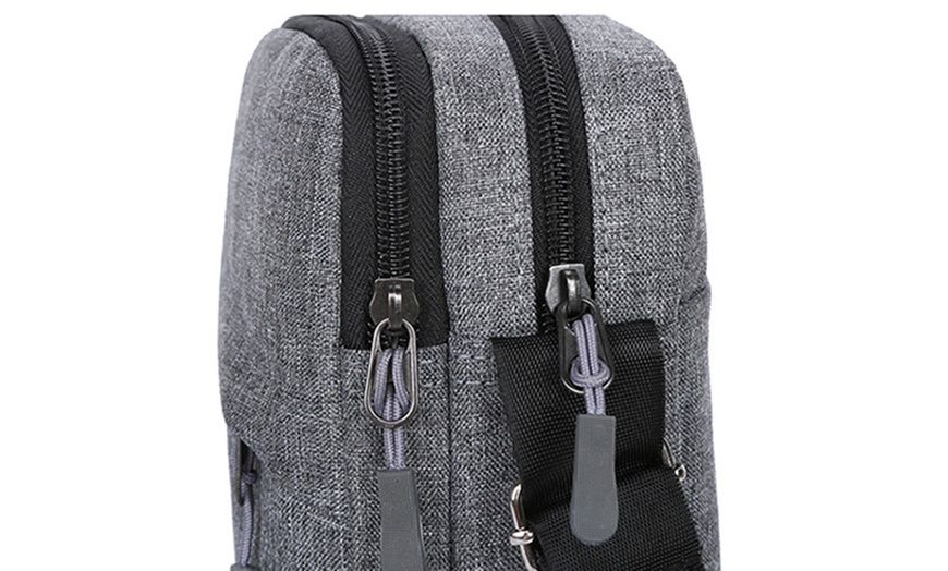 Image 3: Men's Oxford Crossbody Shoulder Bag with Adjustable Strap