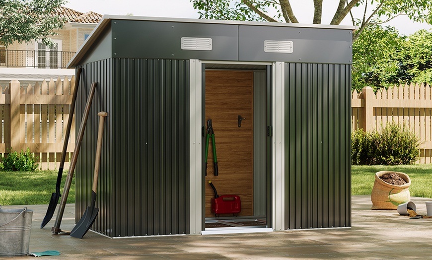 Image 10: Outdoor Garden Compact Metal Storage Shed
