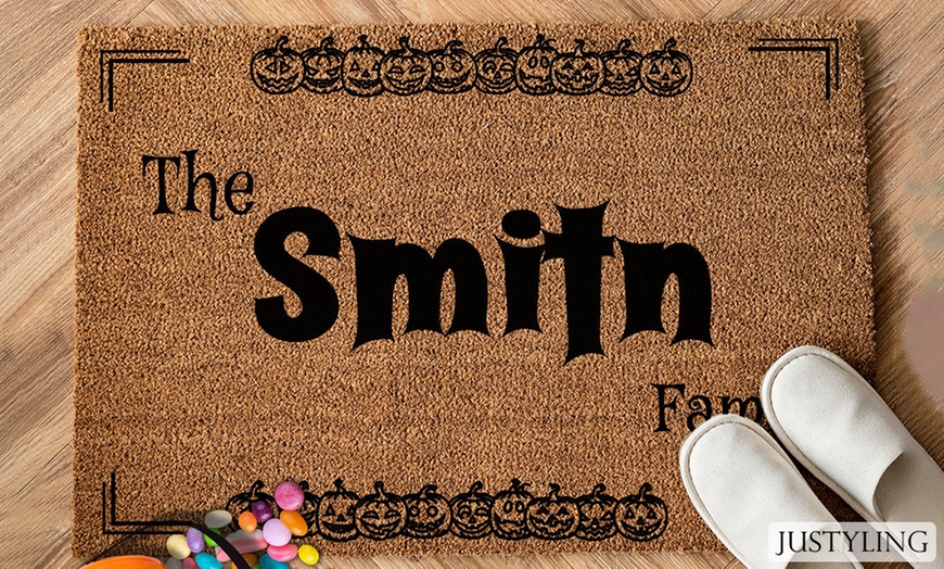 Image 4: Personalized Halloween and Fall Coir Doormat Pack from Justyling