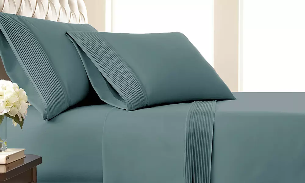 Premium Collection Double Brushed Extra Deep Pocket Pleated Sheet Set