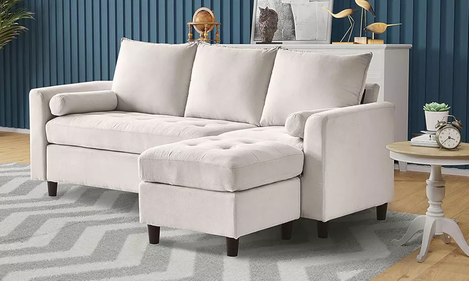 Canapé 3 places "Charles" en velours ou tissu avec pouf de Kocoon