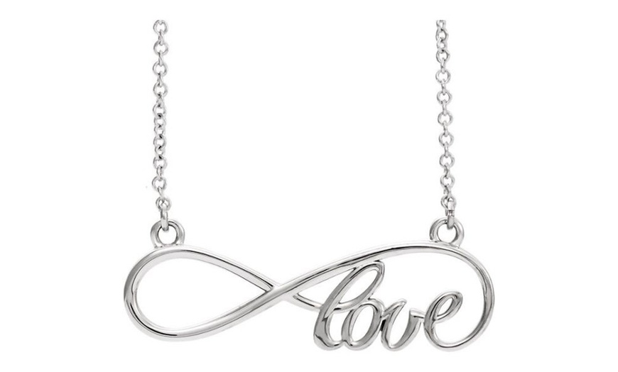 Image 1: Paris Jewelry White Gold Plated Love Infity-Inspired 17 Inch Necklace