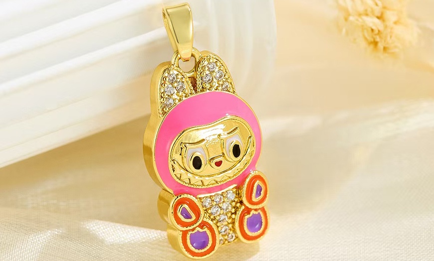 Image 9: Stanley - BTS x Labubu Gold Enamel Pendant Necklace