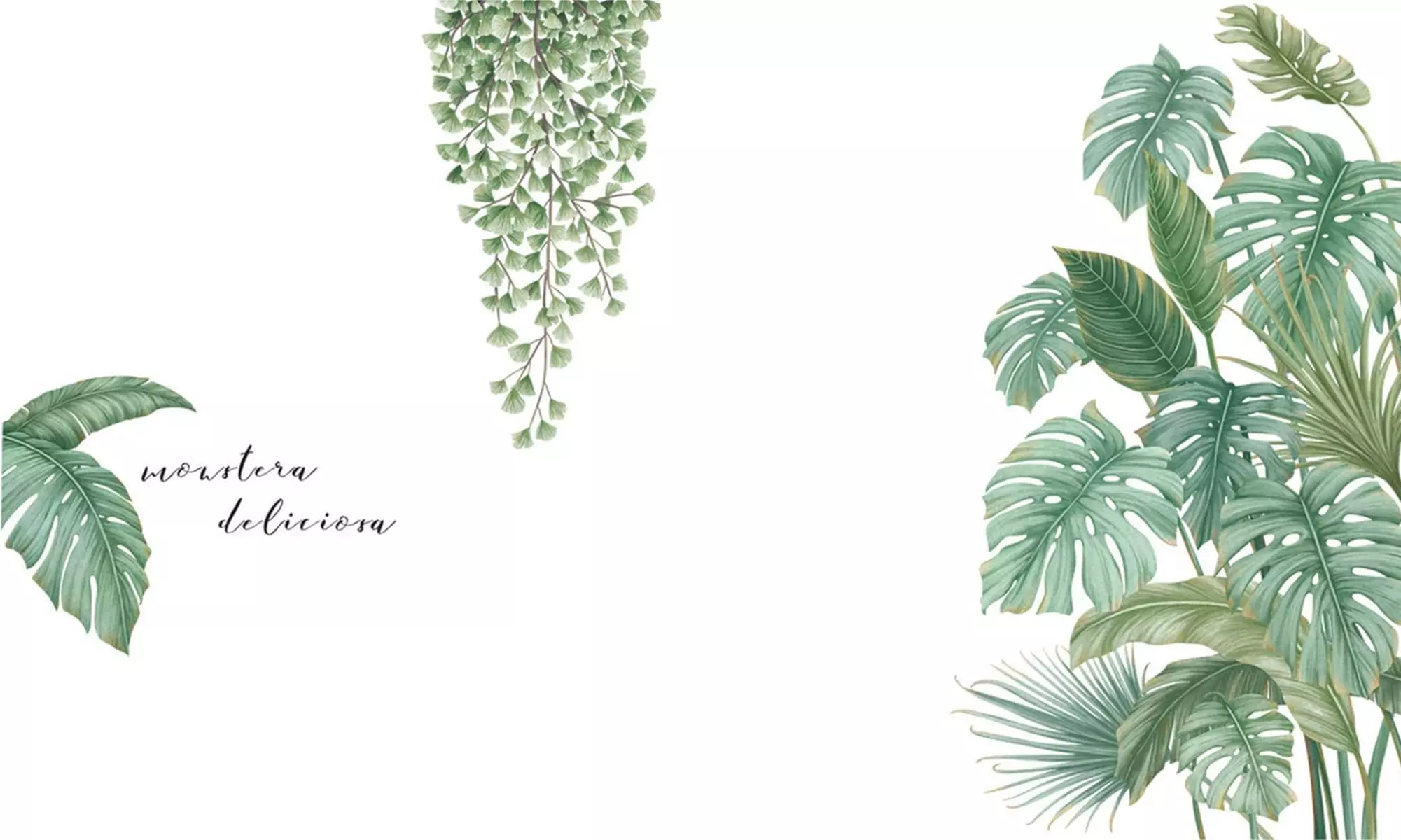 1x oder 2x Wandaufkleber-Set mit tropischen Pflanzen