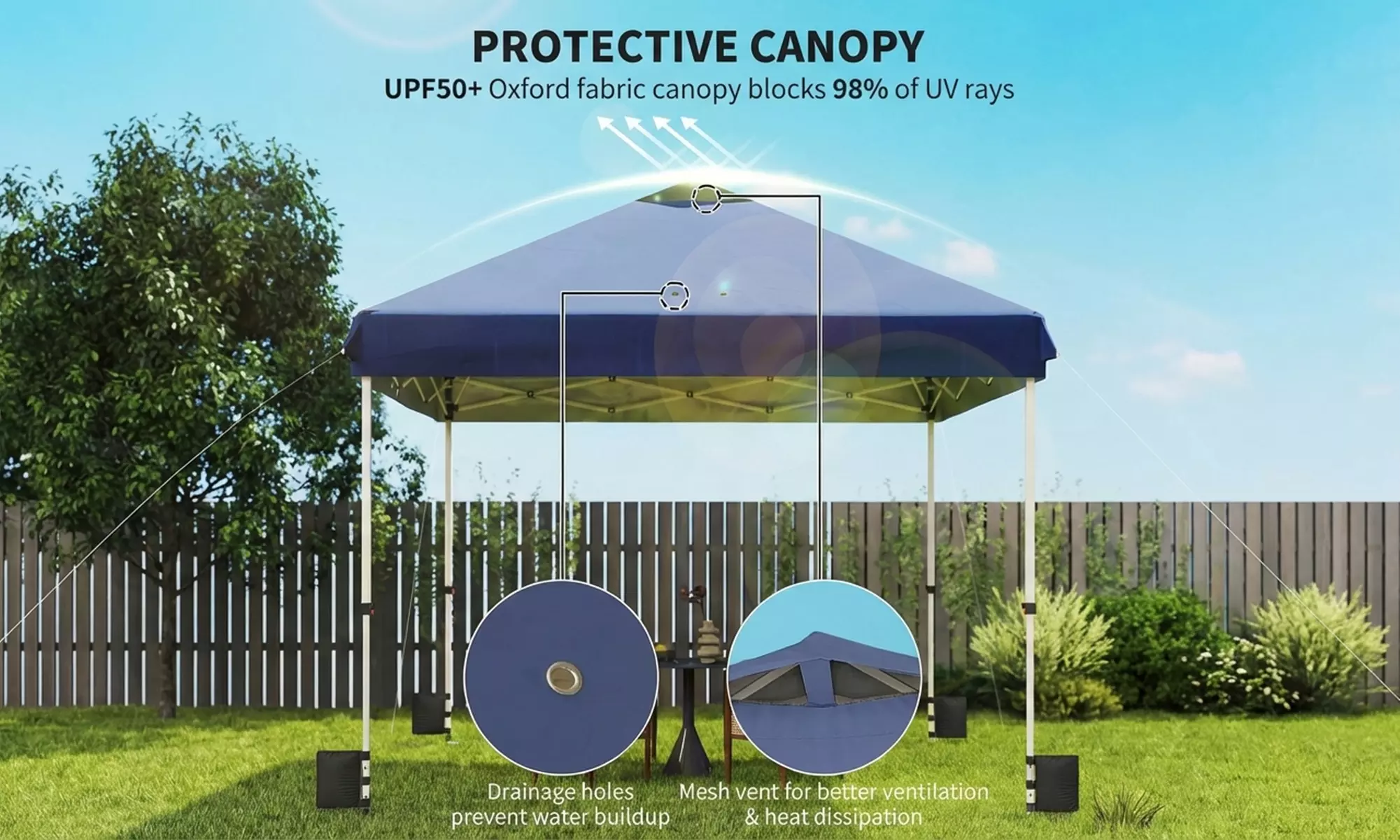 Outsunny 3m x 3m UPF50+ Pop-Up Gazebo with Wheels