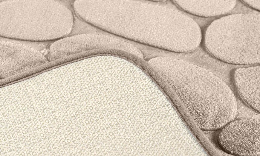 Image 2: Set di 3 tappeti bagno antiscivolo con imbottitura effetto memory