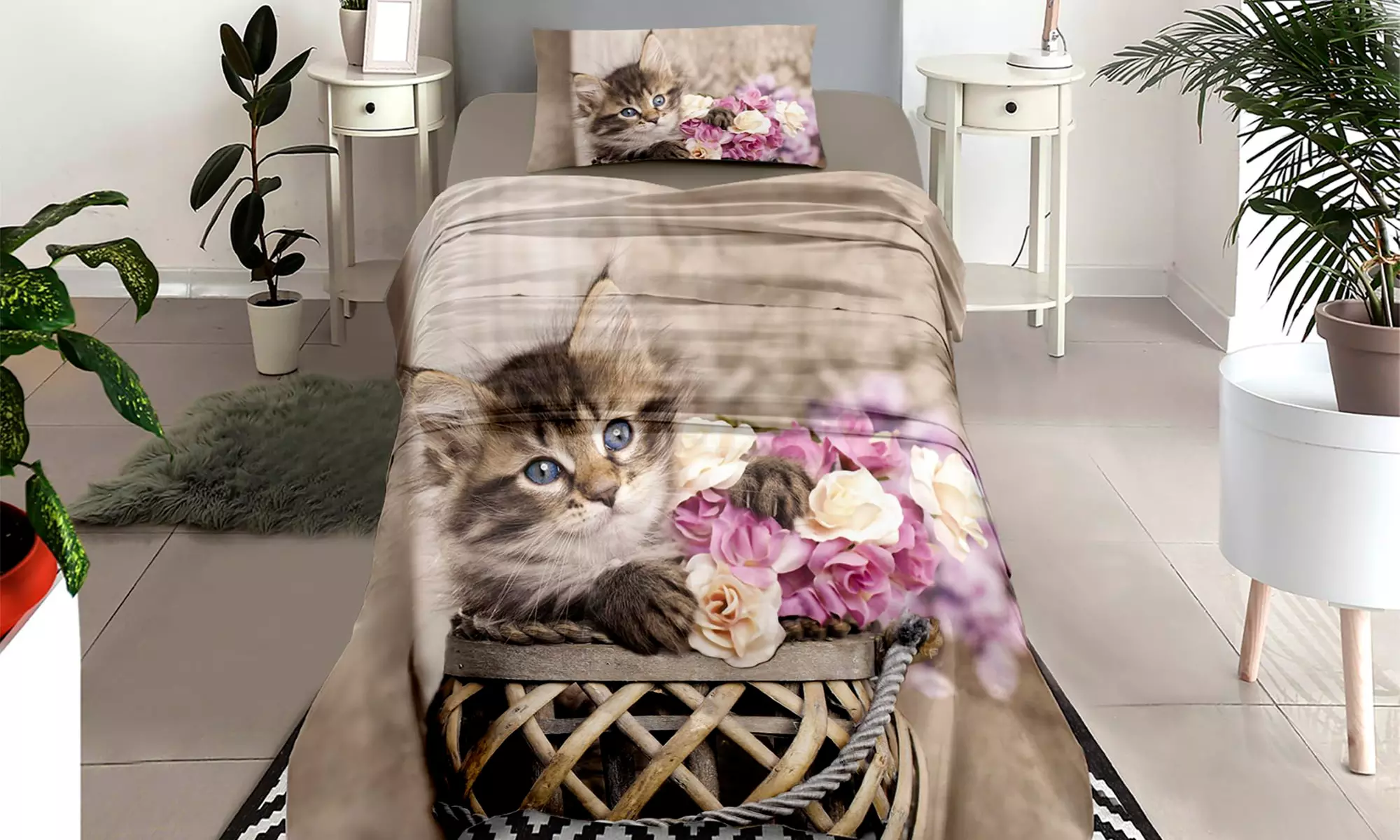 Completo lenzuola in cotone con stampa digitale