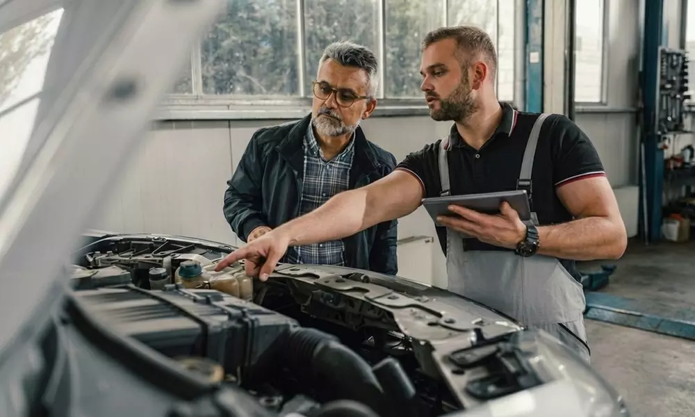 The Garage Next Door: Pre Purchase or State Vehicle Inspection with 32 Point Check & Maintenance (Up to 50% Off)