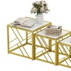 Image 2: HomCom Set of Three Stacking Coffee Tables in White and Gold Tone 