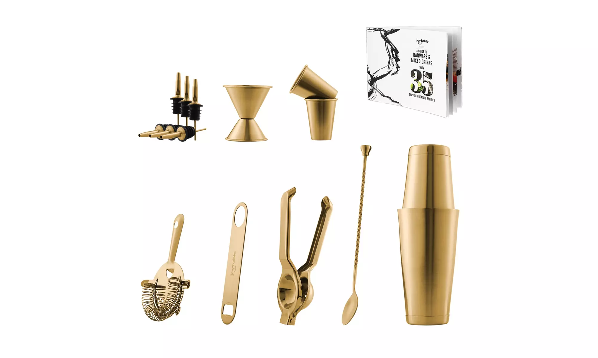 JoyTable Cocktail Shaker Home Bar Set - 16 Piece Bar Set Tools Bartender Kit