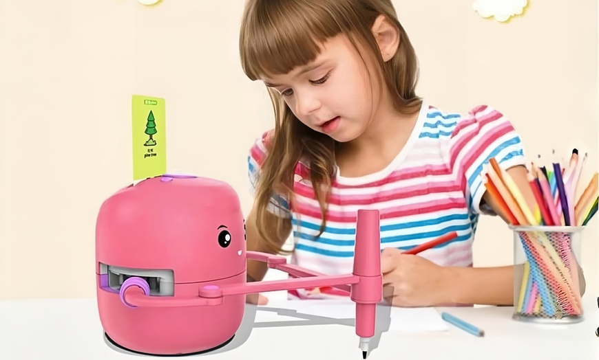 Image 1: Educational Drawing Robot for Kids with Word Cards and Voice 