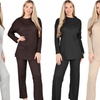 Image 1: Want Clothing Ribbed 2-Piece Wide Leg Loungewear Suit