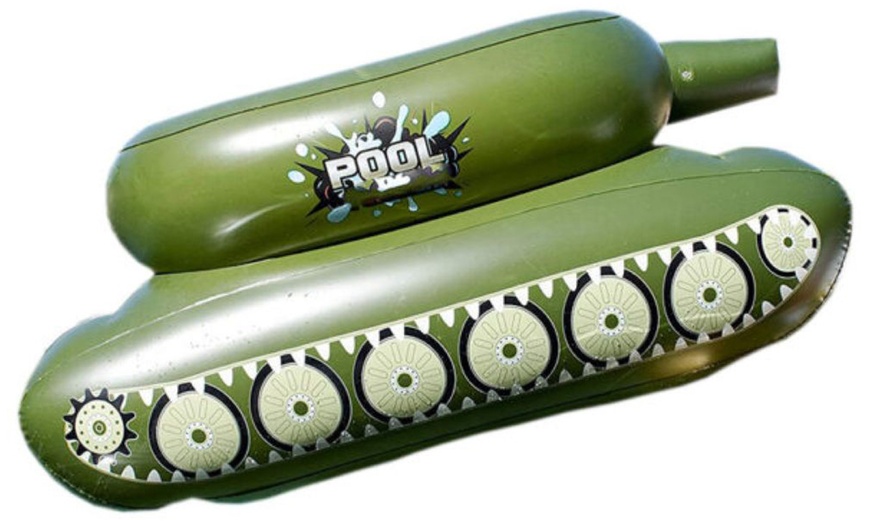Image 5: Adult Camouflage Inflatable Tank Swimming Ring Water Toy Car
