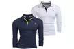 Two Packs of Blu Apparel Men's Long Sleeve Joshua Polo Shirts - Second Medium