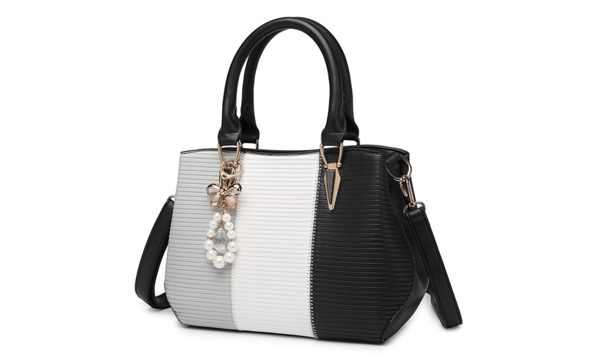 Image 19: Women's Color-block Fashion Tote and Top Handle Handbags
