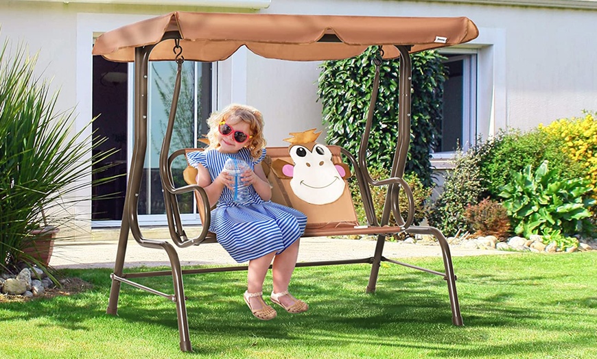 Image 7: Outsunny Kids' Bistro Table and Chair Set or Garden Swing Seat 