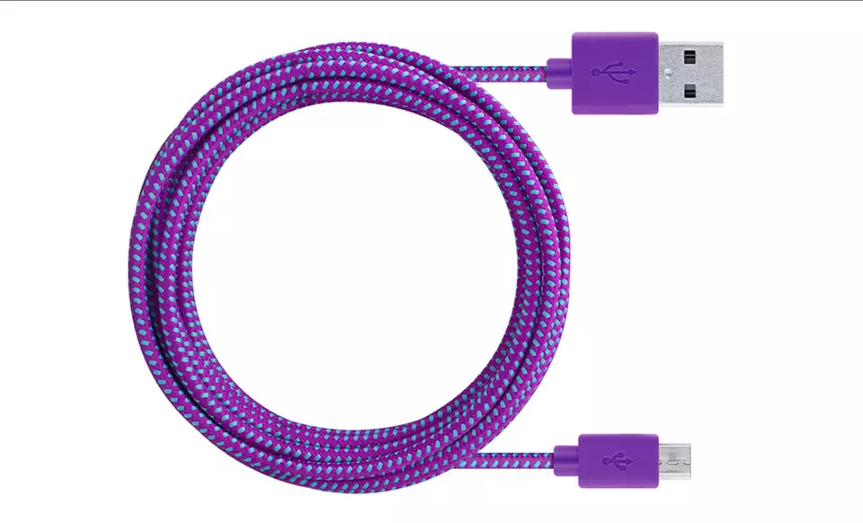 Merkury Innovations 10 Ft. Tangle-Free Braided Fabric Micro-USB Cable - Second Medium