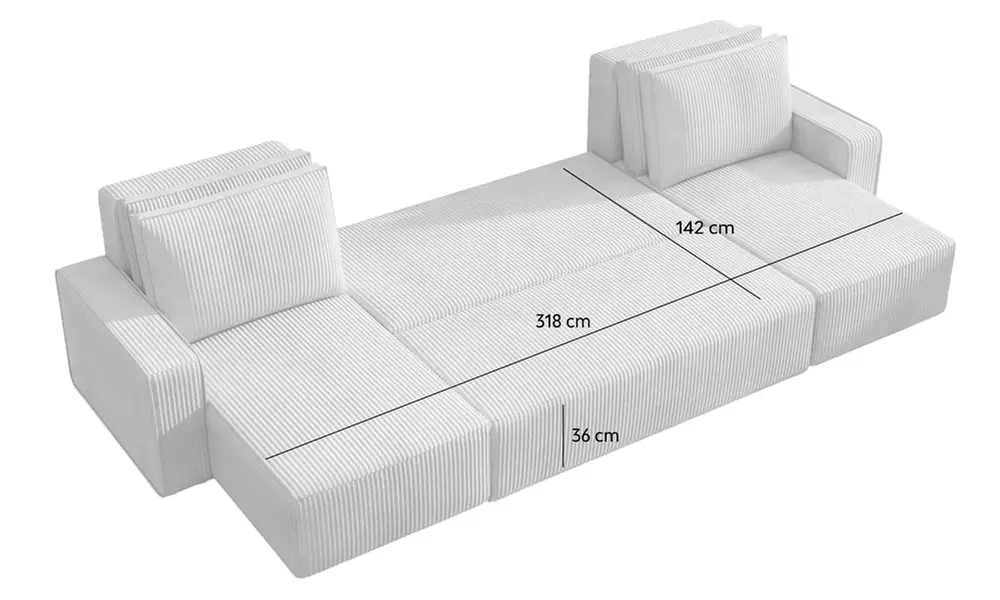 Canapé panoramique convertible Lubec, Kocoon