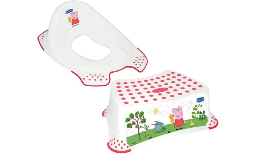 Image 1: Clearance Peppa Pig Toilet Training Seat and Step Stool Bundle