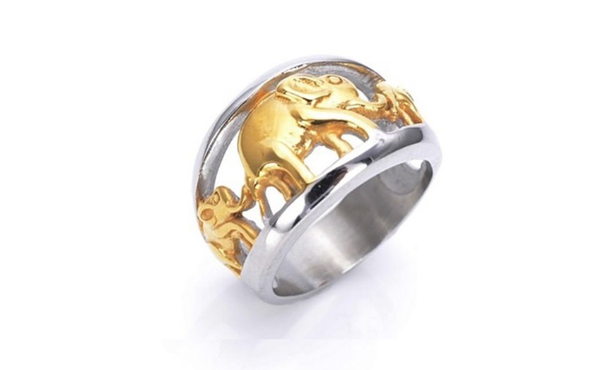 Image 2: Golden Elephants Ring From Tunk Show  Collection