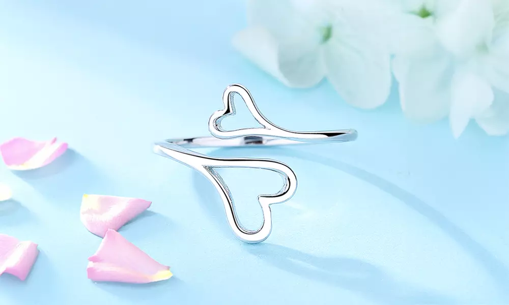 Sterling Silver Heart Bypass Ring - Primary Image
