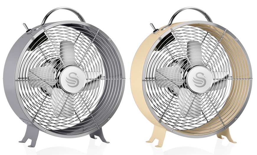 Image 4: Swan Retro Clock, Stand or Desk Fan
