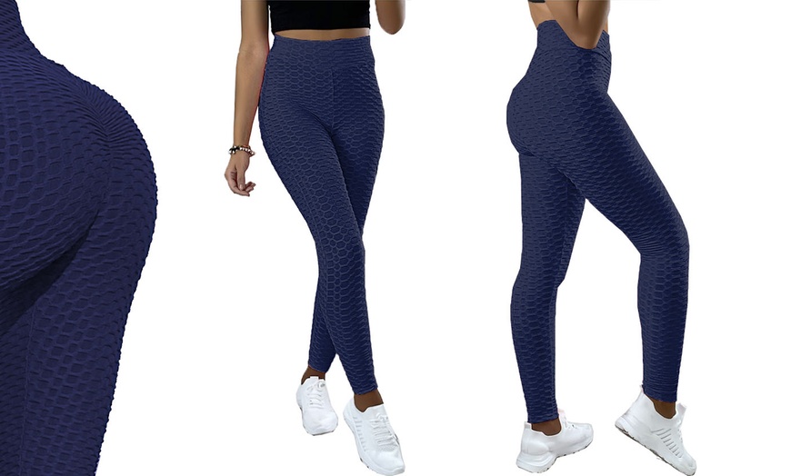 Image 7: Honeycomb Textured High Waist Leggings